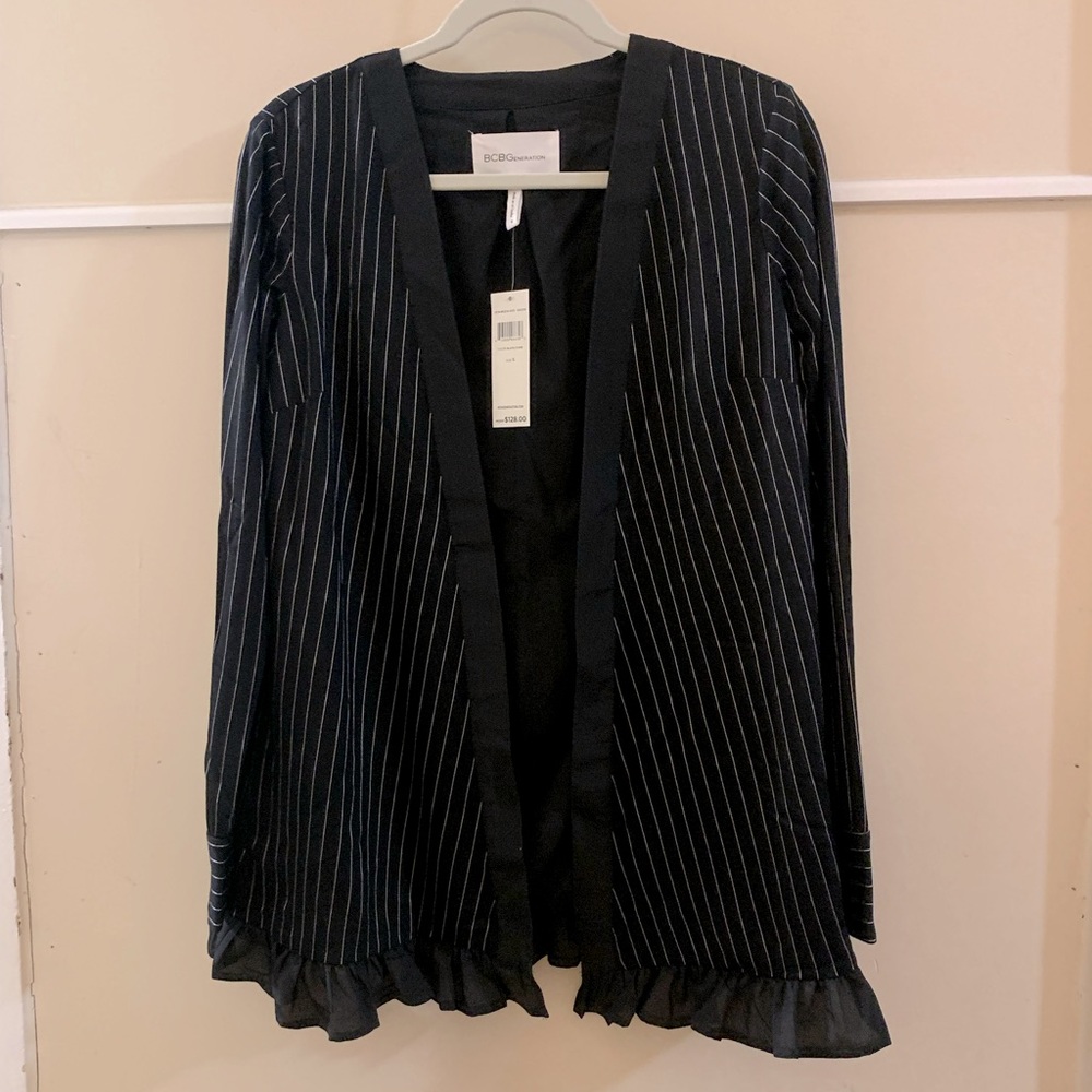 NWT Black Cardigan with Silver Stripes